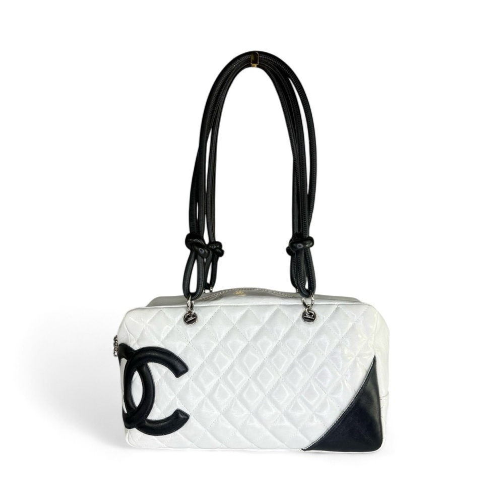 CHANEL Cambon Line White/Black CC Logo Leather Shoulder Bag - Picture 3 of 14